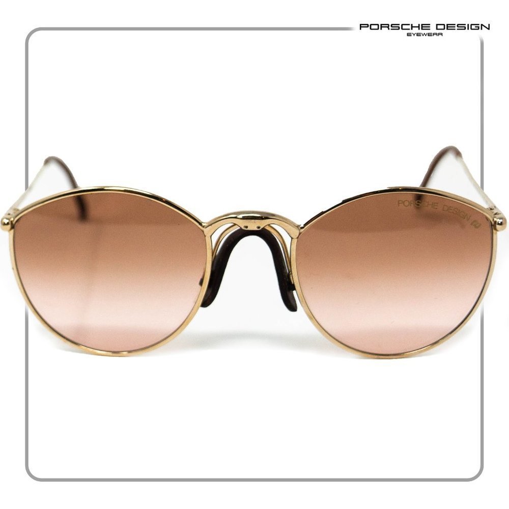 Porsche Design Gold Frame Sunglasses w Leather Nose Pad